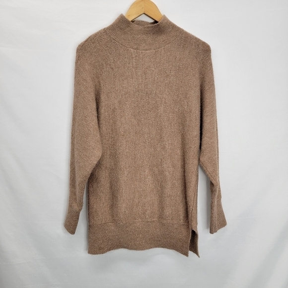 Magaschoni High Neck Long Sleeve Side Bottom Hem Slit Sweater - Picture 6 of 16